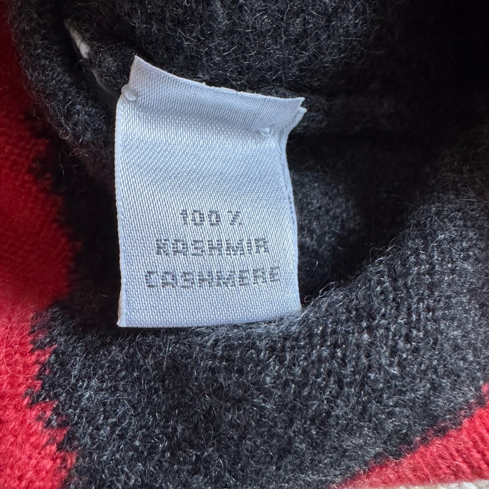 New Maria Sartini Colorblock Cashmere Crewneck Sweater Luxury Red Black Medium - Picture 5 of 6